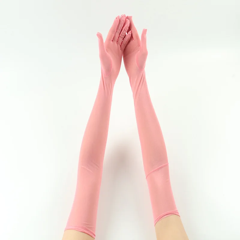 Fashionable Women's Thin 55Cm Extended Stretch Mesh Sun-Protective Gloves for Formal Wear with Sexy Mesh Gloves C099