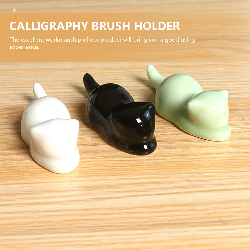 

3Pcs Calligraphy Brush Stand Ceramic Pen Holder Desk Organizer Study Room Desk Adorn Writing Brush Rest