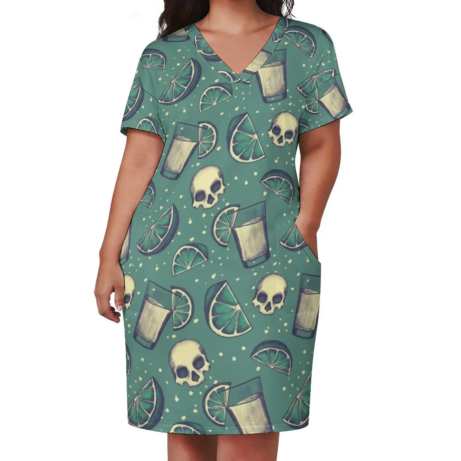 Tekillya! Tequila Skull Pattern Loose Pocket Dress sexy dress summer dress for women 2025 clothing women summer 2025