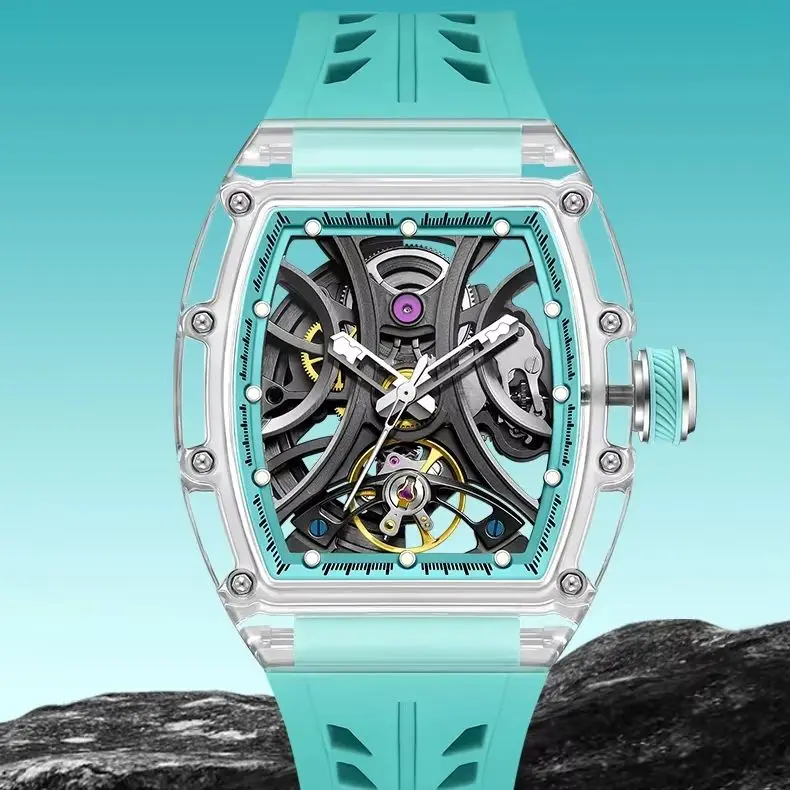 

TAKE THE CHANCE 9195-11 New Watch Skeleton Dial Automatic Wrist Watches 3ATM Mechanical Wristwatches Clock Reloj Hombre