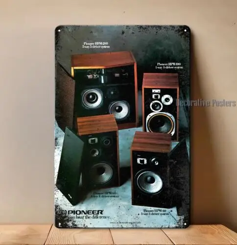Vintage Audiophile Hi-Fi Speakers Metal Poster -20x30cm Tin Sign-aluminum