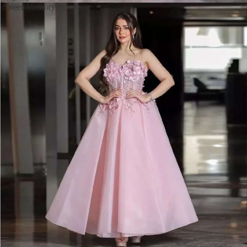 

N1150 Blue Pink Strapless Long Evening Dresses Fashion Girls Women Clothes Sweet Memory Floor Length Special Occasion Dress