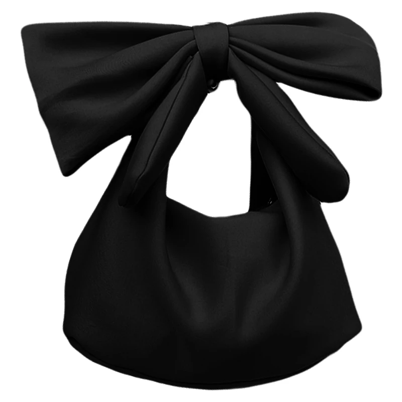 Women Handbags Bowknot Clutches Bag Ladies Evening Party Clutches Handbag Shoulder Bag(Black)