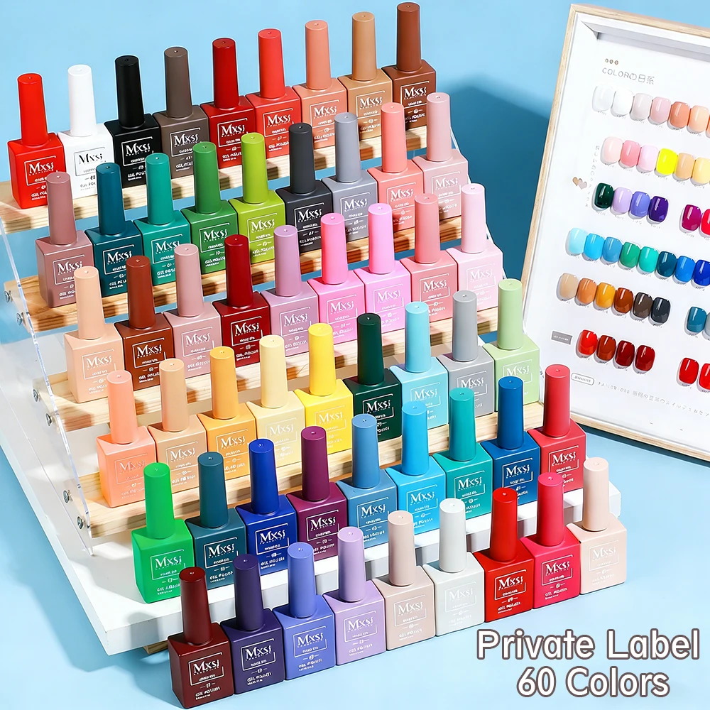 

Набор гель-лаков для ногтей Private Label, 60 цветов, 15 мл, с дисплеем, настраиваемый, полуперманентный, с блестками, УФ/LED, для снятия замачиванием