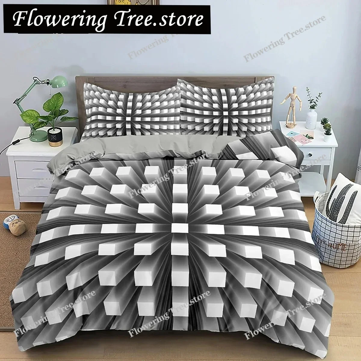 3D Duvet Cover Psychedelic Twin Bedding Set Luxury Quilt Cover with Zipper Closure Queen Size Polyester Comforter Sets