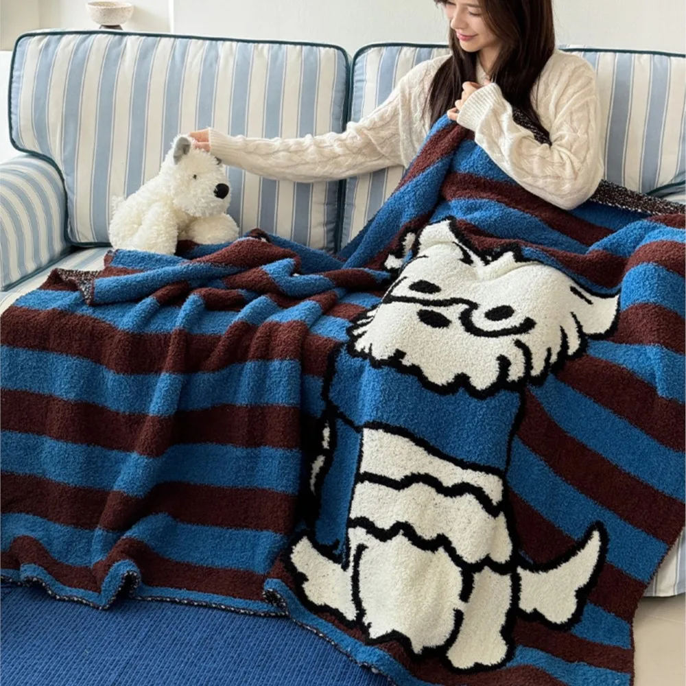 

Плед-покрывало для дивана 2026: дизайнерский, оригинальный, с мультяшным рисунком, вязаный, из полушерстяного флиса, утолщенный, мягкий, уютный, для декора дома