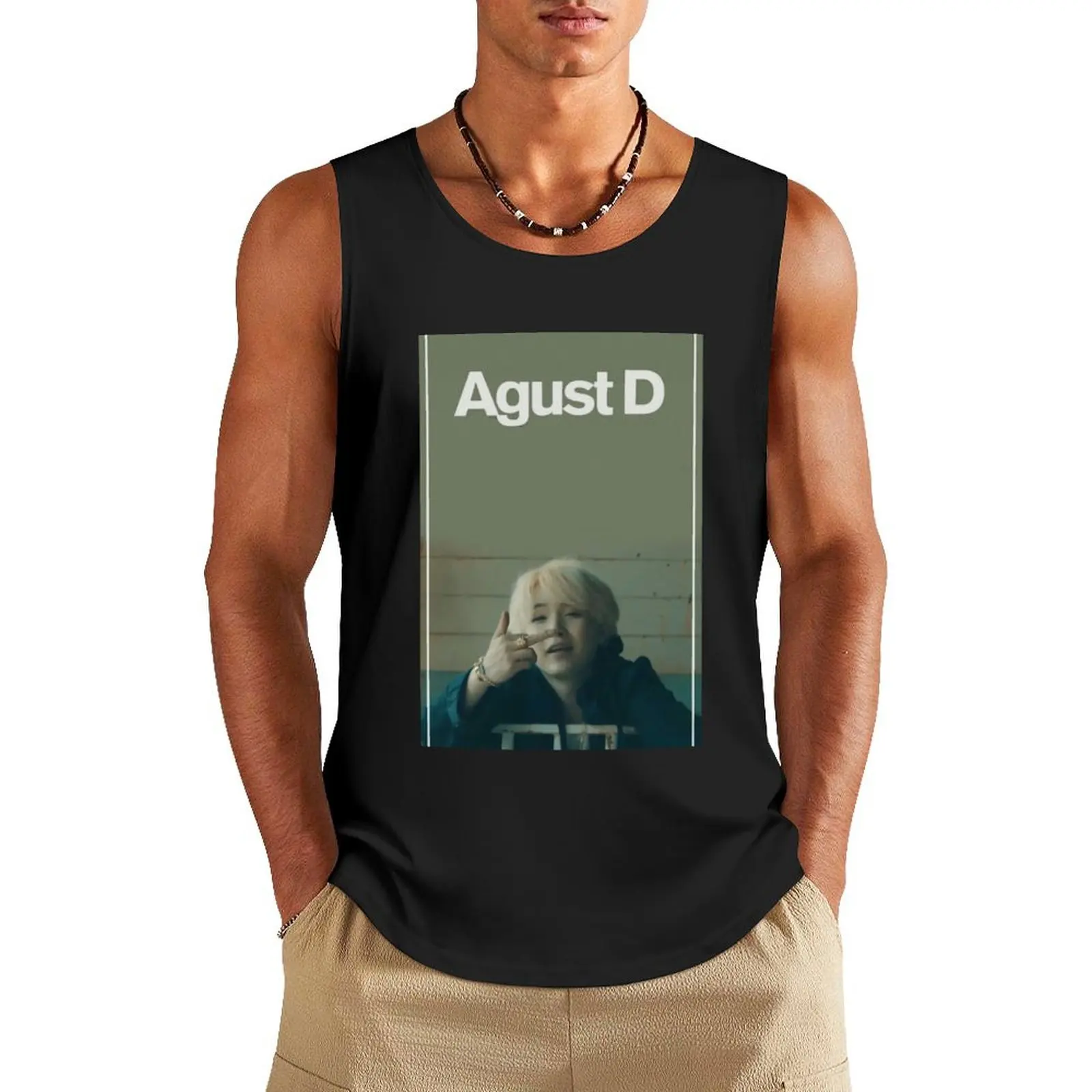 

agustd green Tank Top Men's summer t-shirt Vest