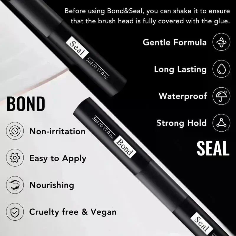 1PCS 2 In 1 Bond And Seal/Lock Waterproof Fast Drying Glue And Sealer Dual-Ended Eyelash Glue Strong Hold Cluster Lash Glue