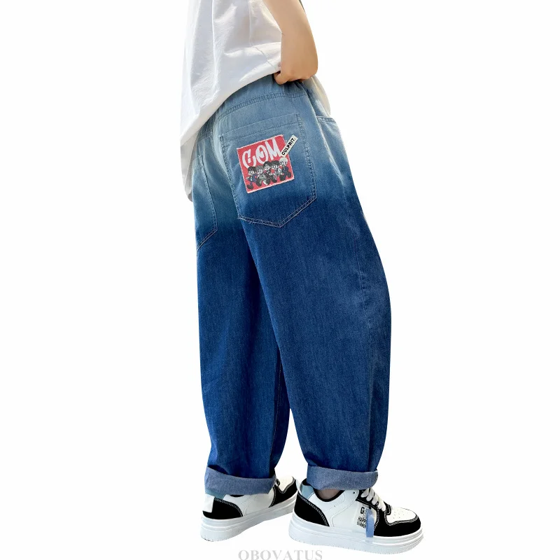 

Children Anti Mosquito Summer Jeans For Boys Thin Style Denim Pants Teenager Kids Unique Design Gradient Jeans Trousers Age 5-14