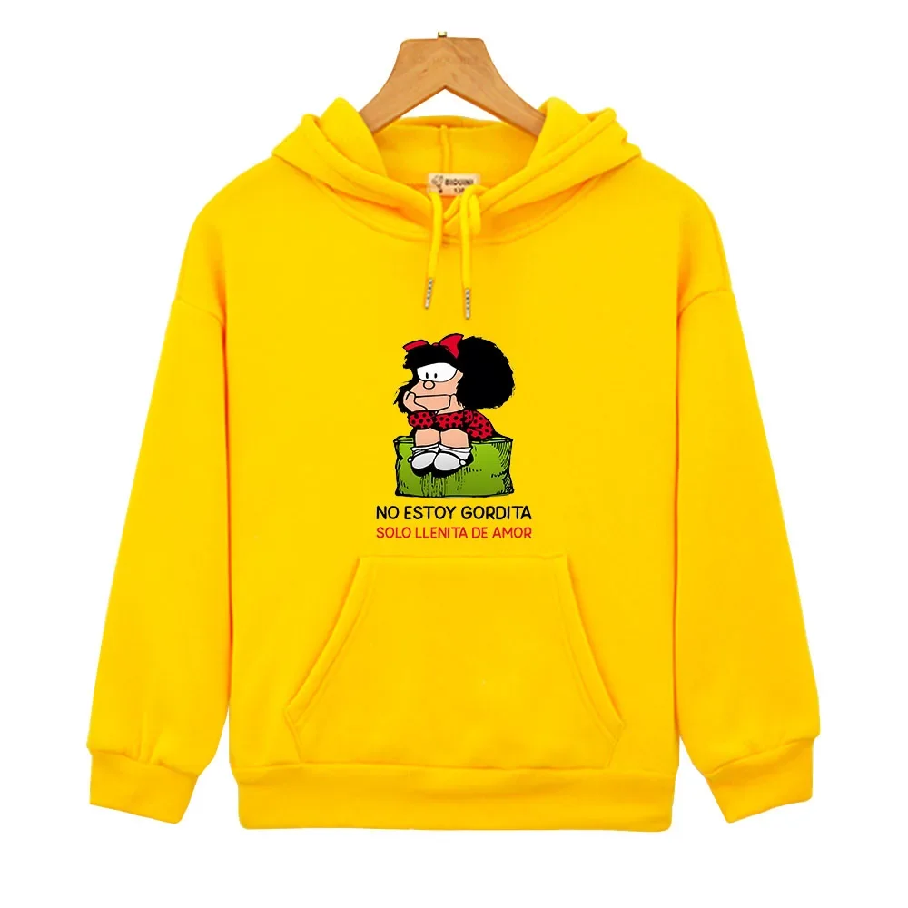 Kids Mafalda Hoodies Quino Comics Kawaii Graphic Sweatshirts Baby Girls Clothes Children\'s Clothing Boy Long Sleeve Pullover