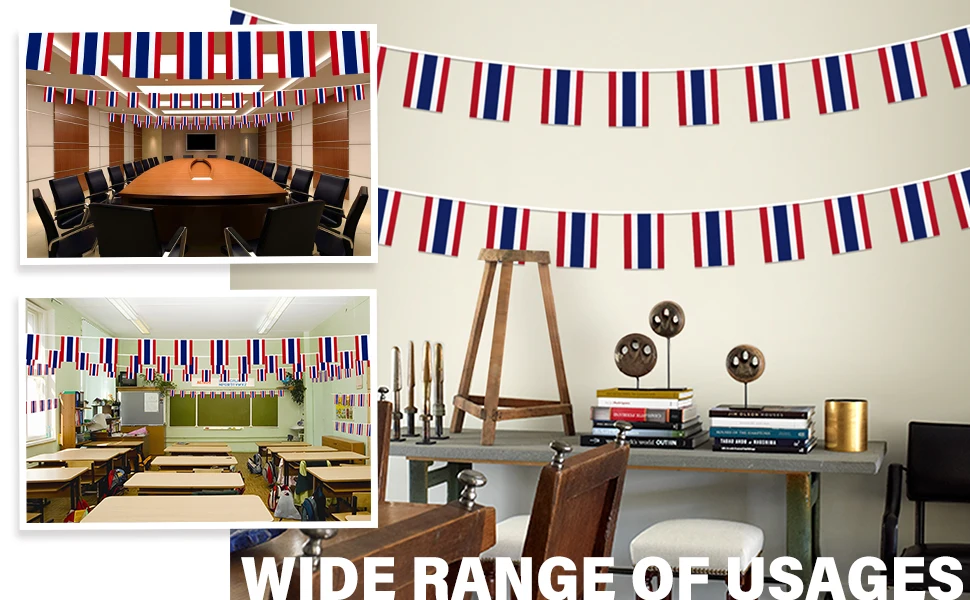 5M/20 Flagge Thailand String Flag Wimpel Banner, Kleine Mini Thai Flaggen Bunting Banner, National Country Dekoration für die Schule – Detail 1