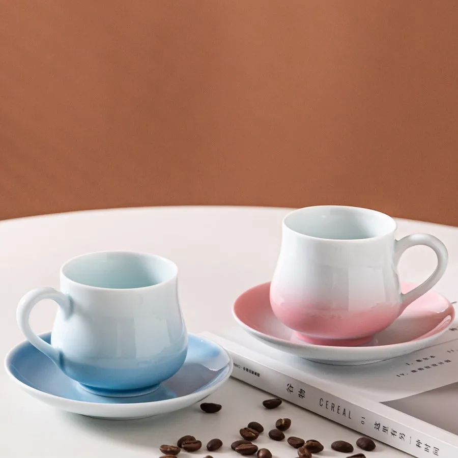 New Nordic Ceramic Aroma Tasting Cup Italian Coffee Cup Dopamine Gradient Color Cup Creative Stylish Drinkware Home Table Decor