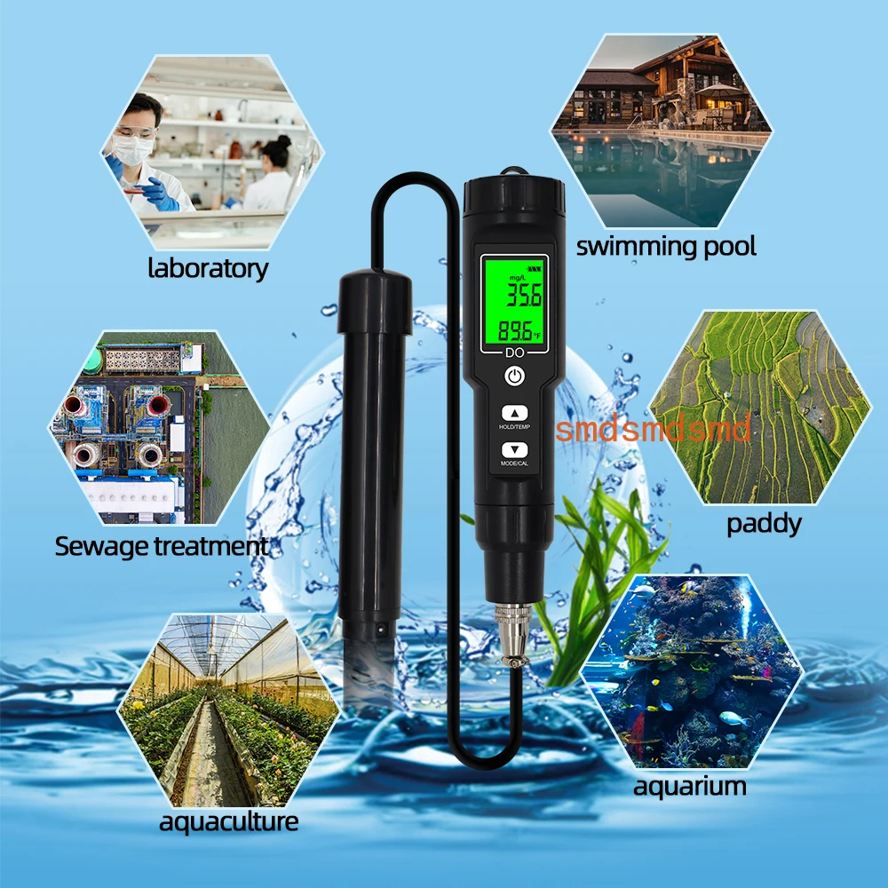 Digital Dissolved Oxygen Meter 0.0-40.0 Mg/L Waterproof ATC 0.0-300.0% DO Tester Water Quality Oxygen Detector