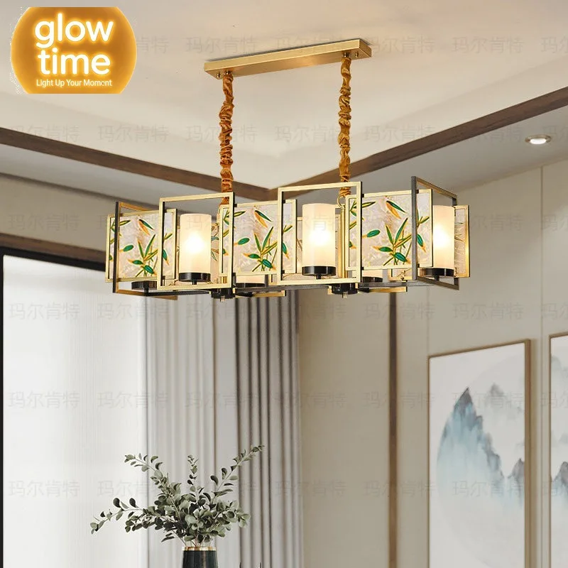 enamel color full copper chandelier atmospheric modern living room lamp dining room tea room Chinese style Zen villa bedroom