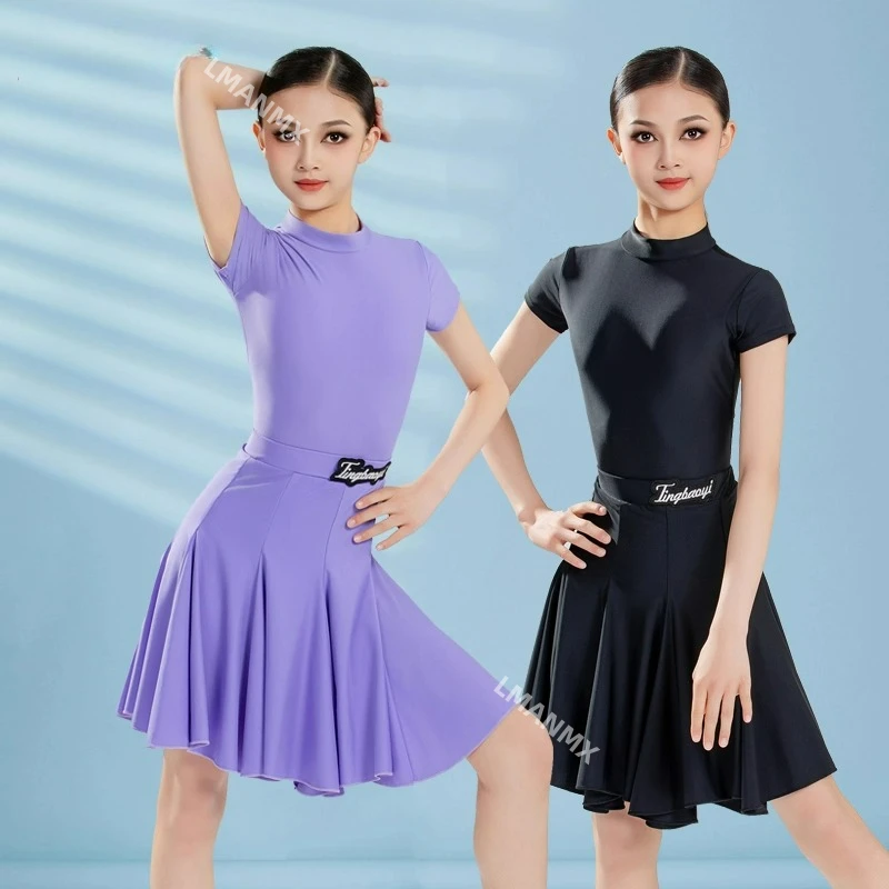 2025 nuevo vestido de baile latino primavera y otoño vestido de actuación de práctica de manga corta