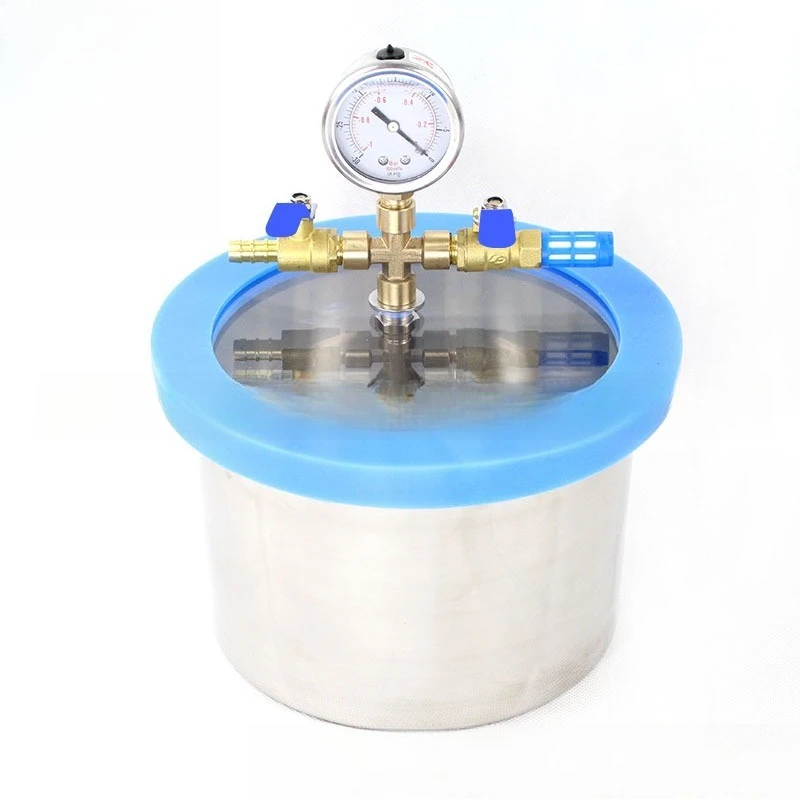 3 liters stainless steel vacuum bucket, vacuum tank AB water, resin, silicone vacuum, vacuum defoaming machine