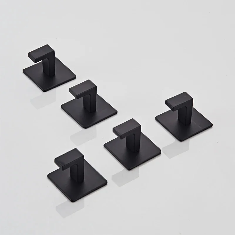 4/1pcs Bathroom Adhesive Wall Black Robe Hooks Towel Hook Coat Holder Keys Clothes Hanger Bathroom Kitchen Hardware Accessories