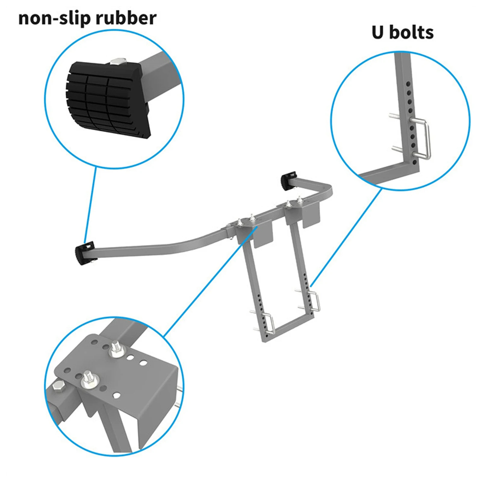 Stabilisateur de Toit en Échelle Réglable, Support Mural en Acier au Carbone, avec Coussin Astronomique en Caoutchouc Antidérapant