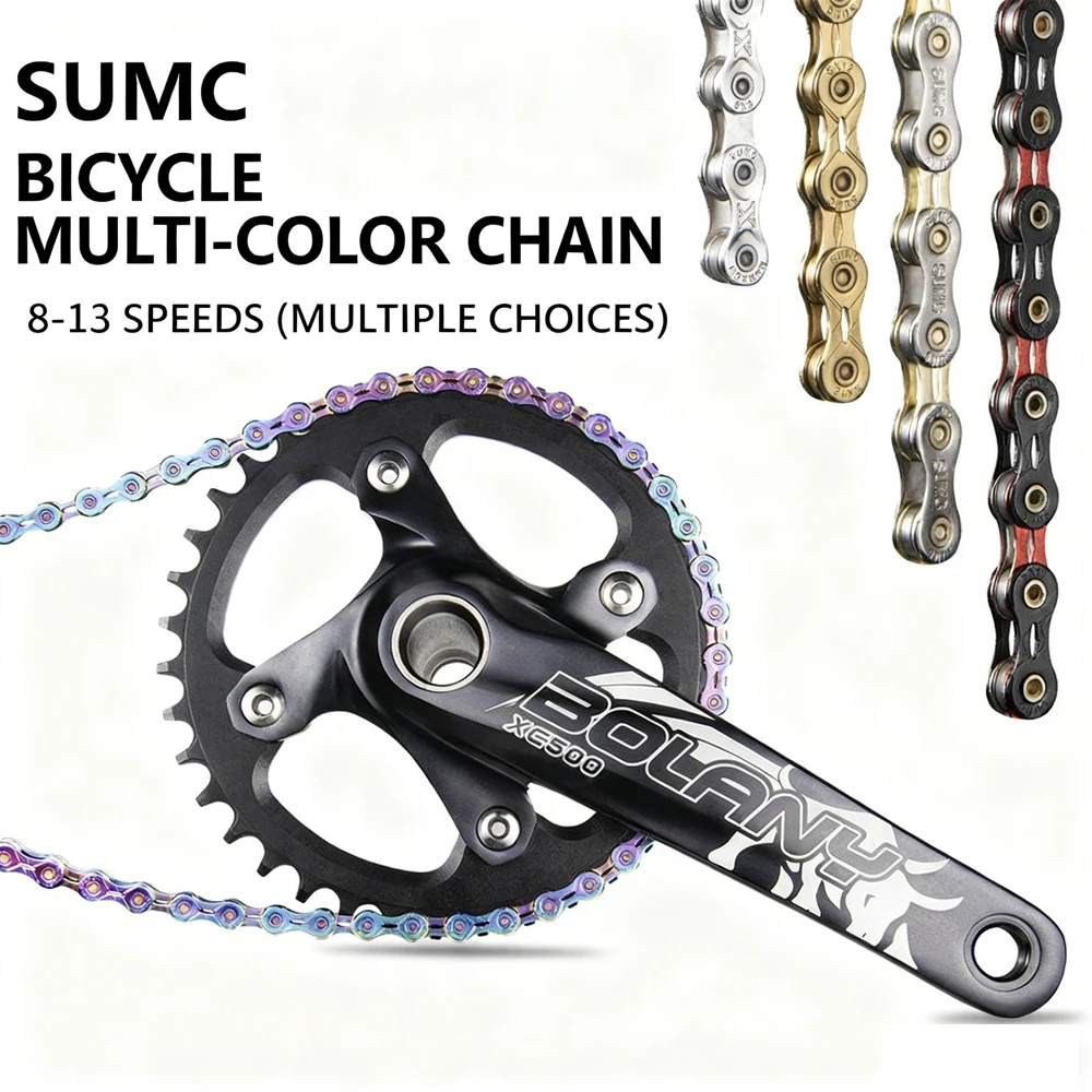 

Bicycle Chains 6/29 Speed Rainbow Hollow Semi-hollow Magic Buckle Road Bike Bicycle Chain Length 116/126L High Quality Durable