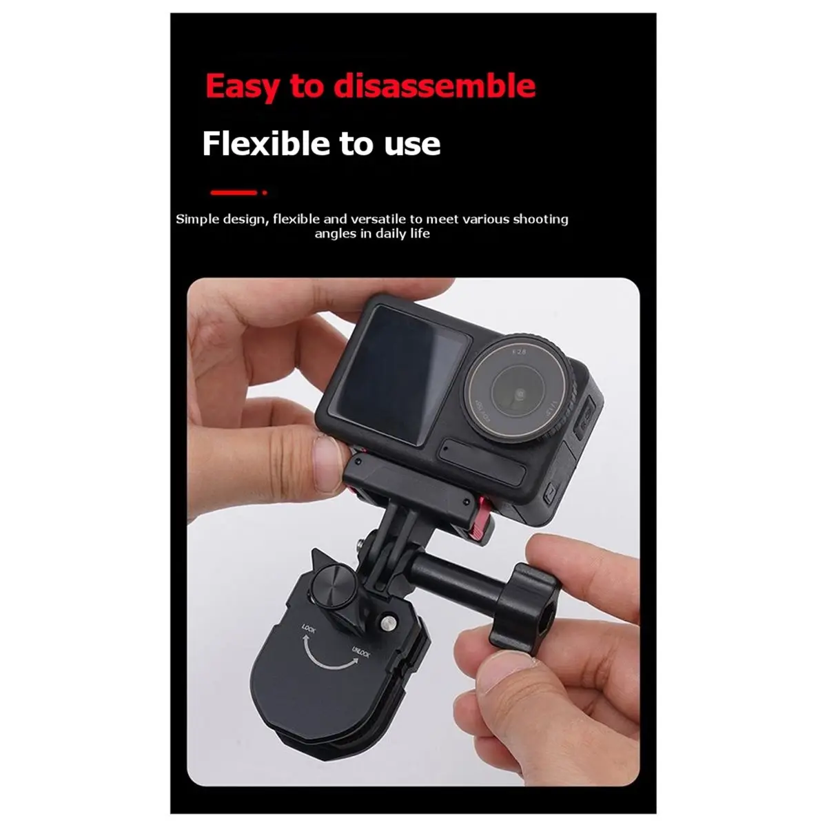 OKgood Motorcycle Windshield Clip for Insta360 / DJI Action / GoPro Etc Action Camera Aluminum Alloy Mount Clip