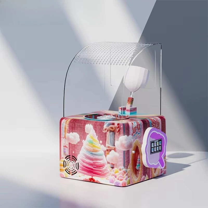 New Commercial Automatic Flower Cotton Candy Vending Machine Robot for Kids Bakery Use