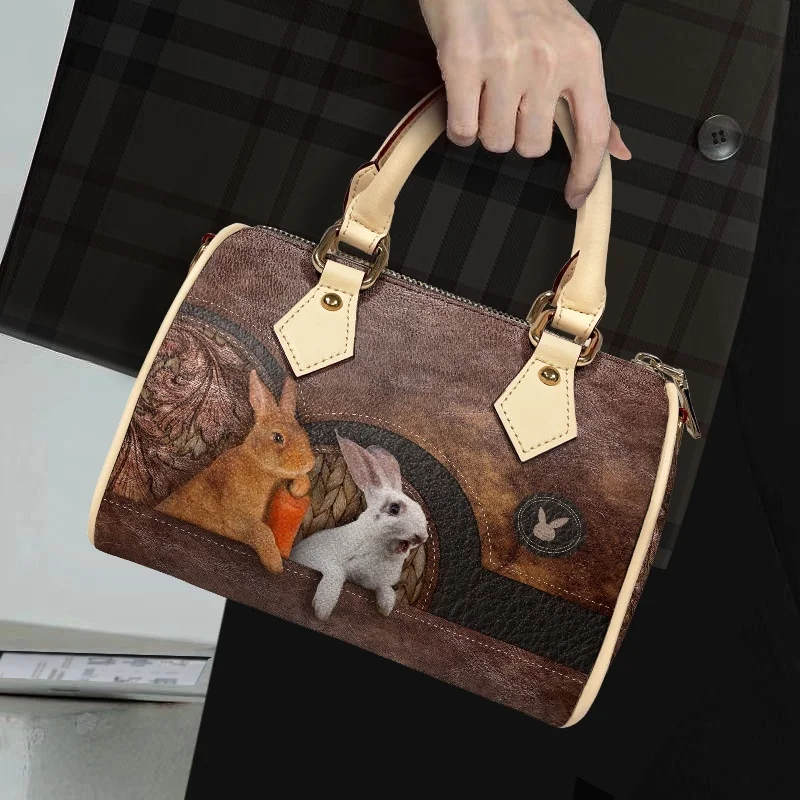 2024 niedliche Tiere drucken Frauen vielseitige hand gehaltene Schulter Umhängetasche Modetrend blaue Eimer Handtasche Pendel kissen Tasche