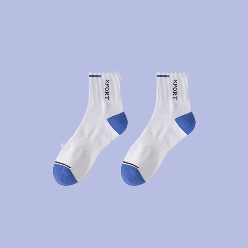 Chaussettes décontractées à tube moyen pour hommes, absorbant la transpiration, confortables, respirantes, quatre saisons, chaussettes de sport, chaussettes de documents solides, 5/10 paires