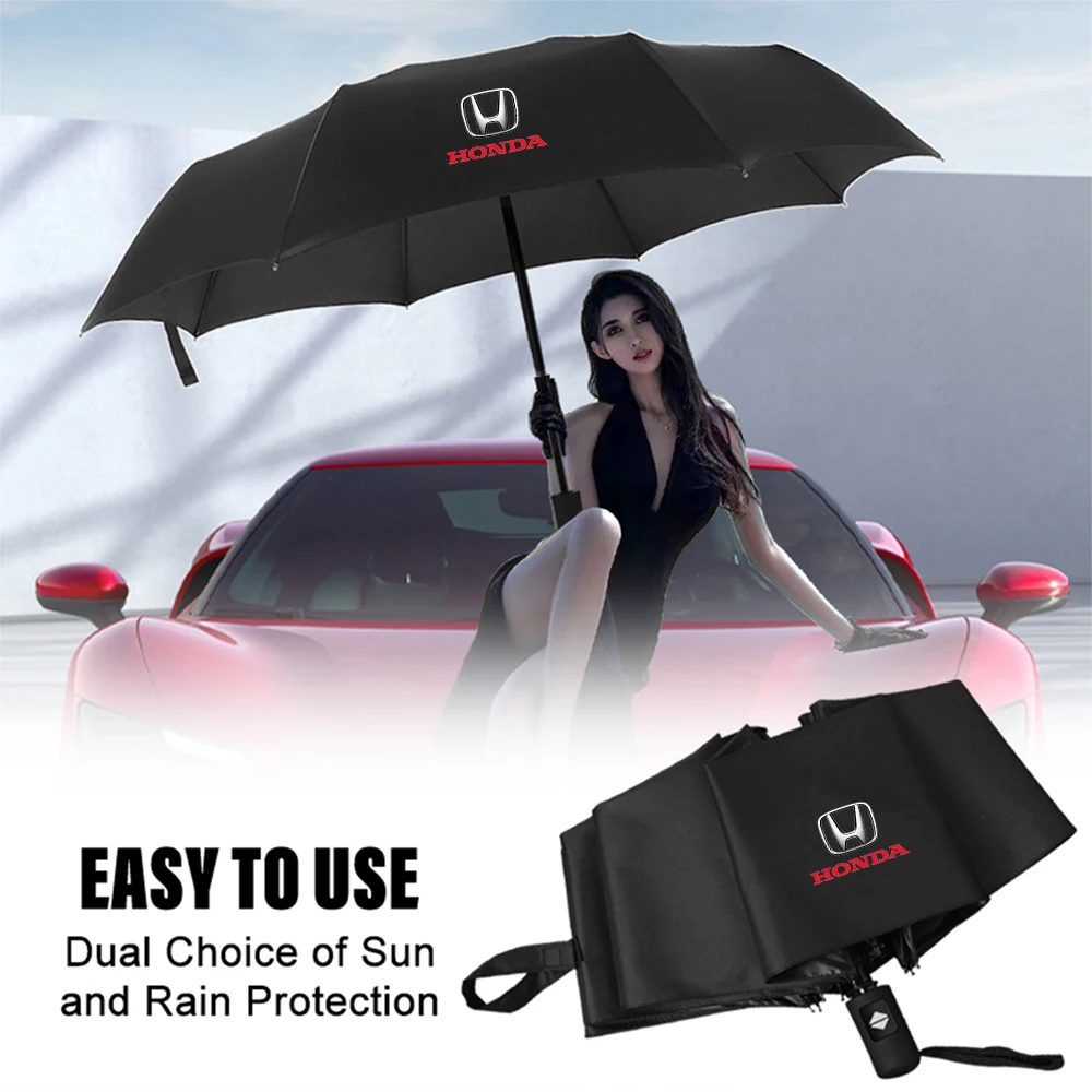 Paraguas plegable automático a prueba de viento para coche, sombrilla de 12 huesos para Honda Fit Civic CRV Hrv Jazz CITY Accord CR-Z VTEC Vezel Insight