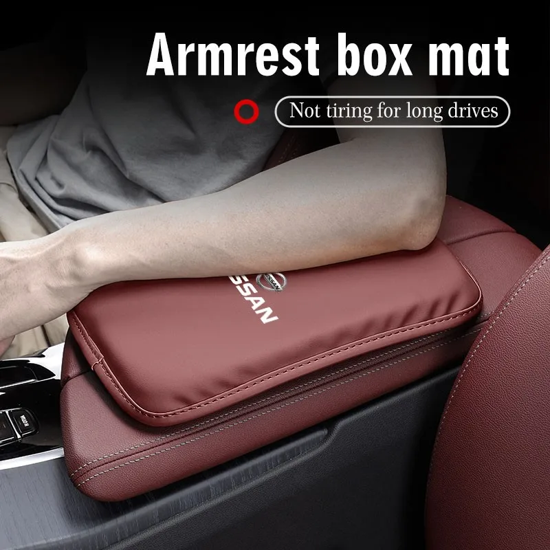 Car Armrest Mat Center Console Leather Protection Cushion For Nissan Qashqai Juke Pulsar Sentra Altima Patrol Micra Rogue Almera view 3