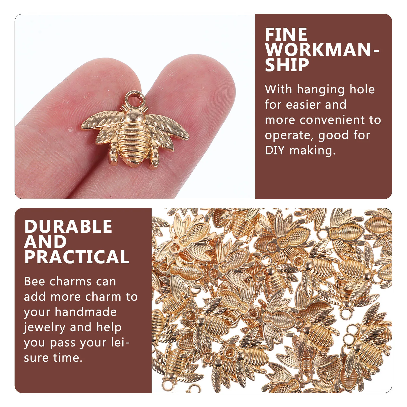 

50pcs Bee Charm Earring Necklace DIY Jewelry Making Jewelry Charms Accessories Zinc Alloy Gold Color