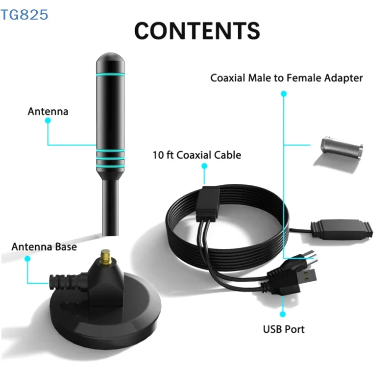【AN】【AN】【AN】Digital TV Antenna With Signal Amplifier 480+ Miles Indoor Outdoor Antenna Magnetic Base VHF UHF Digital Aerial - view 5