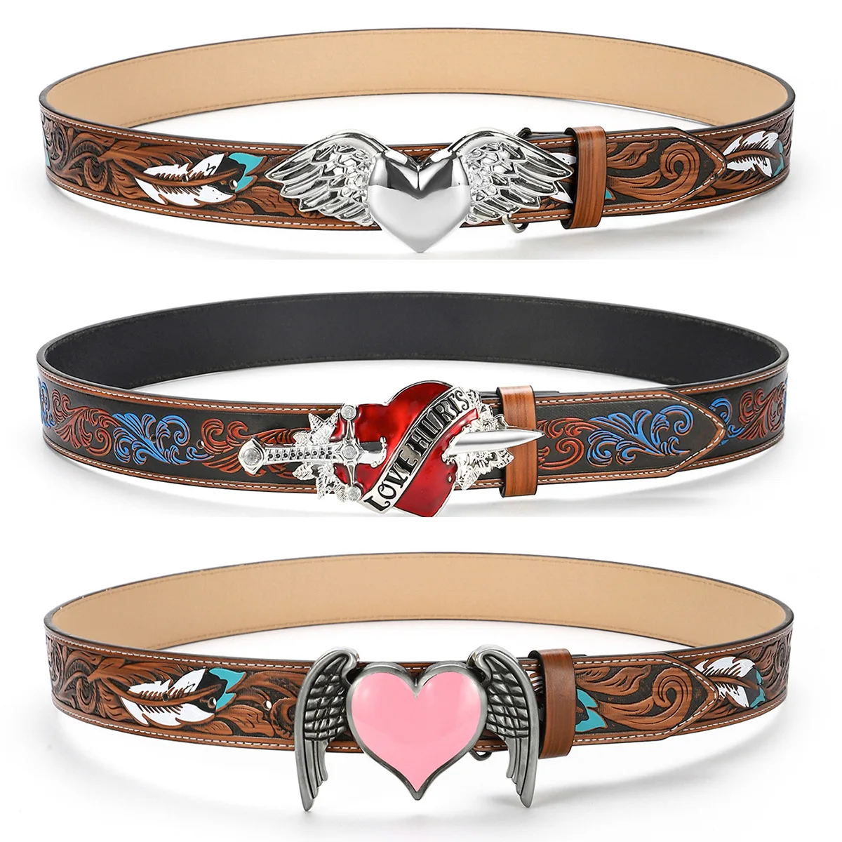 

Luxury Brand Belt Sword Red Heart Goth Y2k Fashion Belts for Women High Quality Unisex Jeans Rivet Punk Accessory Men Waistban
