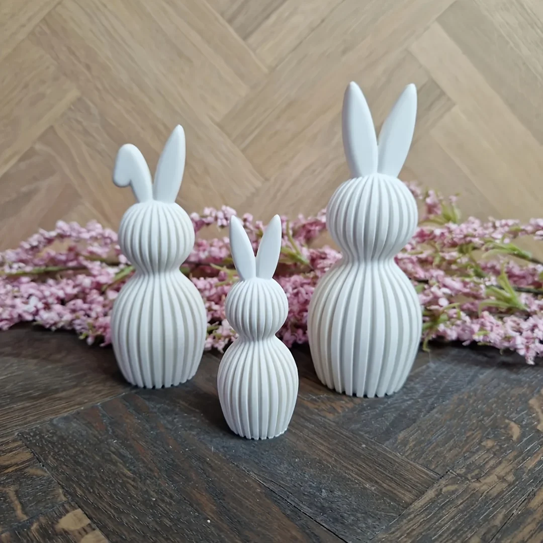 Resin Striped Rabbit Molds | Silicone Easter Bunny Casting Molds for Crafts, Irregular Shape, No Electricity Needed