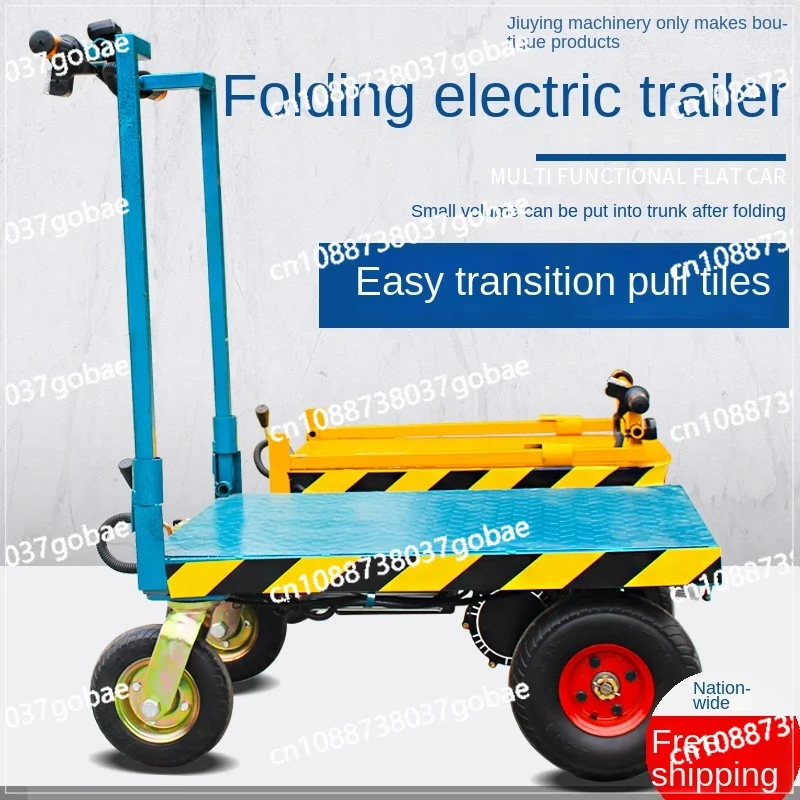 Wyj Electric Folding Cart Handling Tile Building Materials Platform Trolley Pulling Small Trailer Hand Buggy