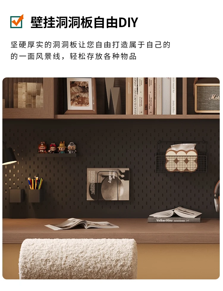 すべて無垢材のダブルコンピューターデスク本棚一体型テーブルホームスタディテーブル