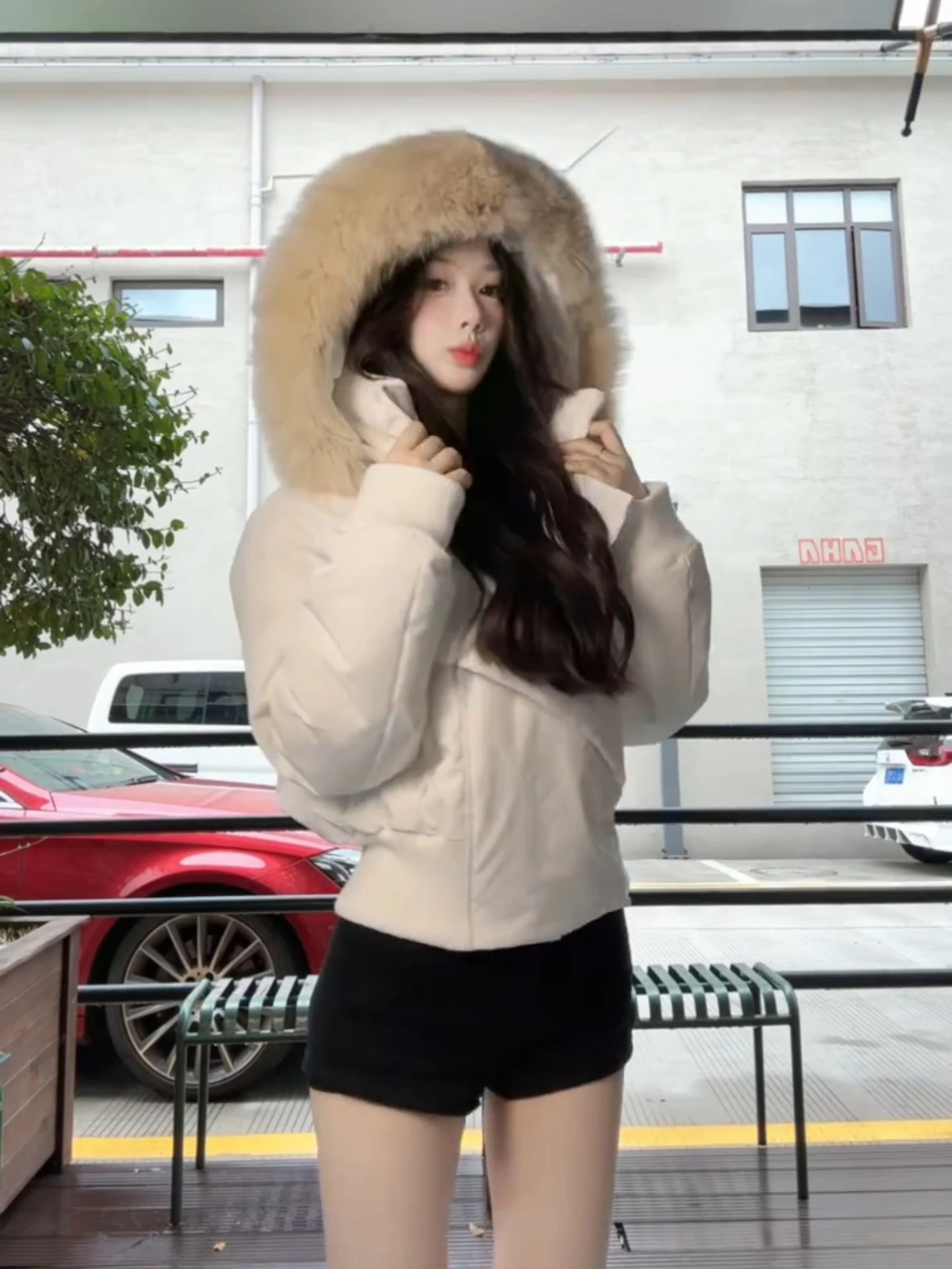 American Style Women's Short Thickened down Cotton Jacket with Fur Collar Winter Warm Coat Bread Clothes Korean Version Loose...