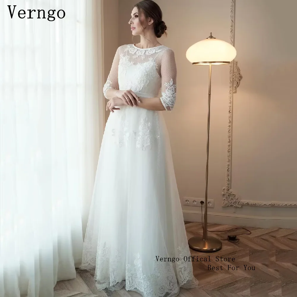 Verngo lvory Tulle  A Line Boho Weddng Dress Short Sleeves Bridal Gowns Elegant Maxi Beach Bride Dresses 2027 Customized