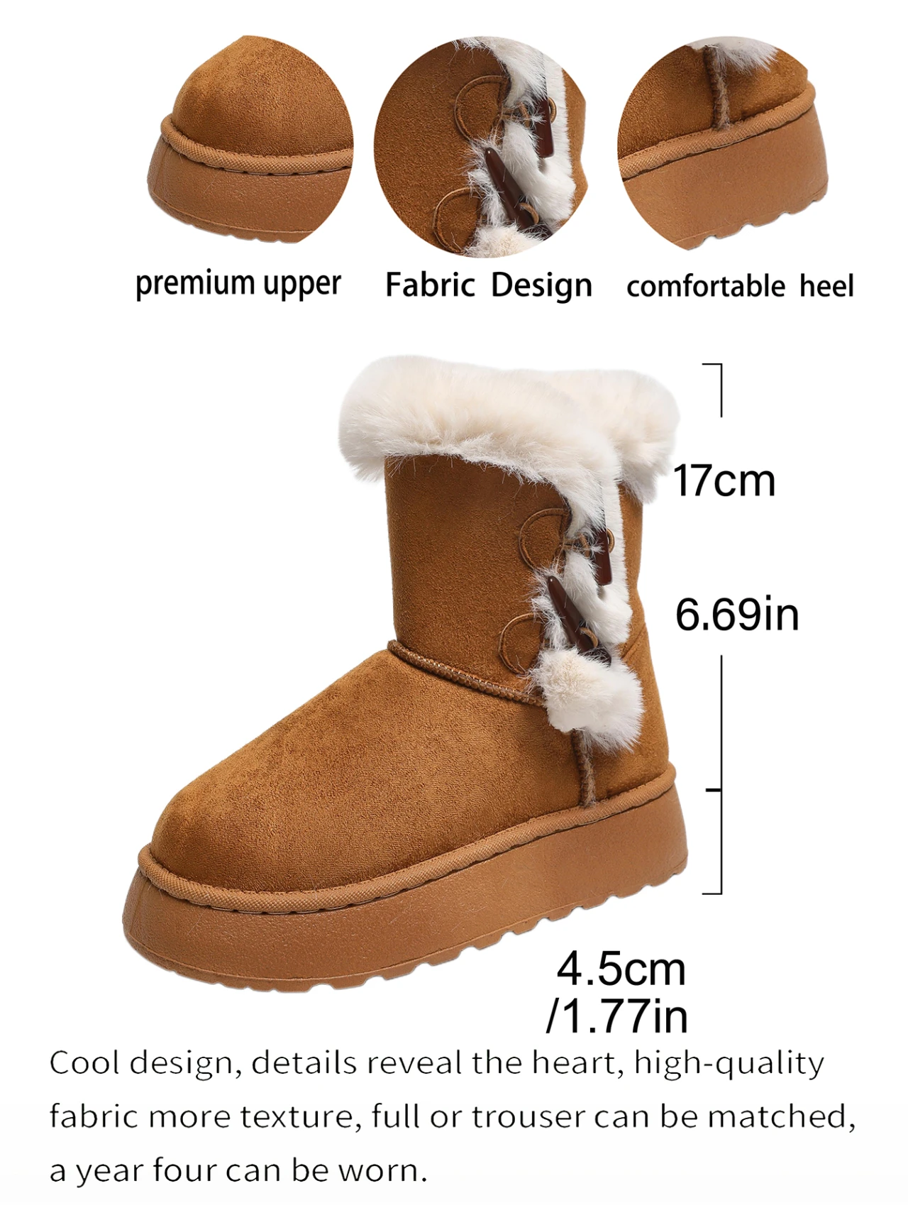 2026 Winter Neuer Stil Bequeme Modische Bestseller Runde Zehenkappe Elegante Lässige Schneestiefel Samt Dickbesohlte Damenstiefel – Detail 17