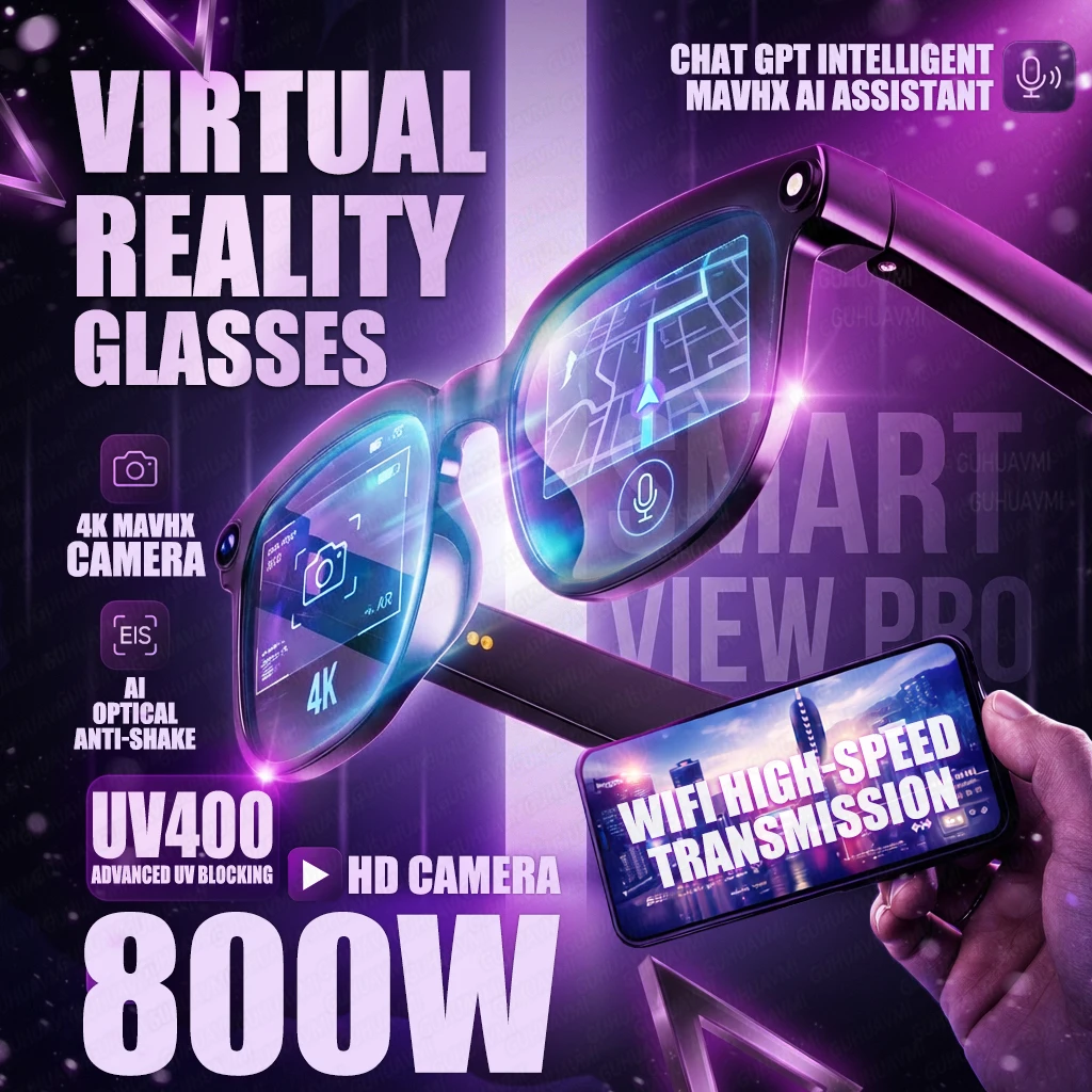 

New Smart AI Glasses 1080P Camera Bluetooth 5.4 Call Music Wear Detection WiFi Transfer IP65 TR90 Frame for Cycling Daily Use