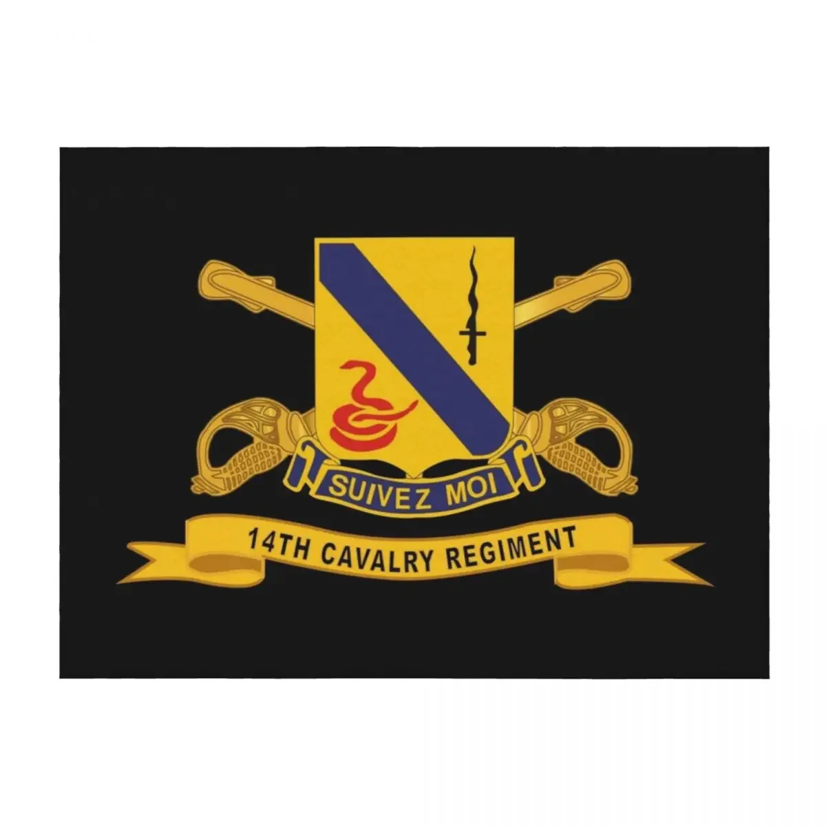 

Army - 14th Cavalry Regiment w Br - Ribbon Throw Blanket Personalized Gift Shaggy cosplay anime Blankets For Baby Blankets