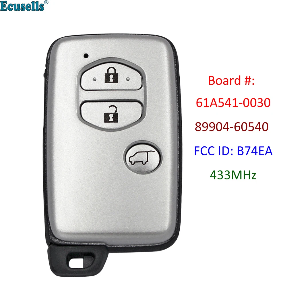 

3B Smart Prox Remote Car Key 433MHz for Toyota Land Cruiser Prado 2010-2017 Australian 89904-60540 FCC ID: B74EA 61A541-0030