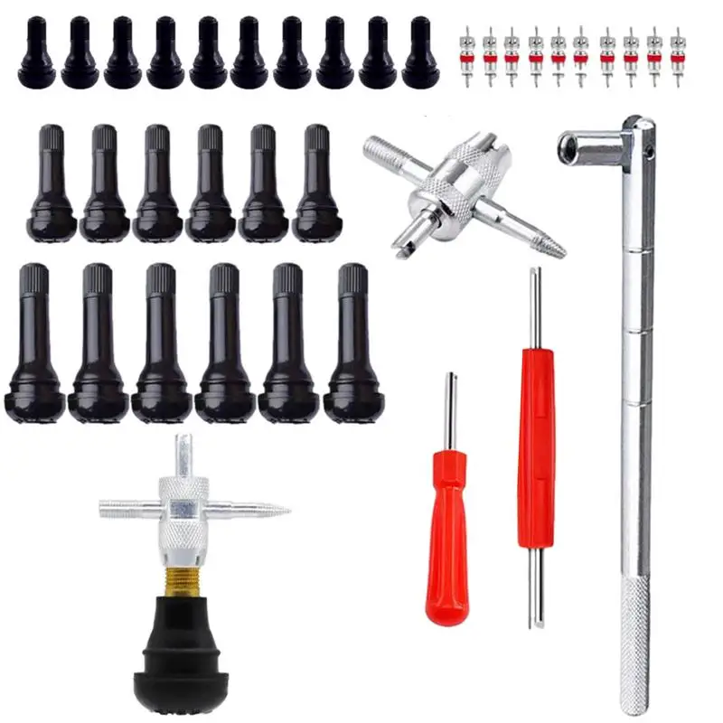 Tire Valve Stem Tool Puller Installers service Kit 4 Way Tire Valve Stem Core Remover Tire Repair Install Tool Car Accessories