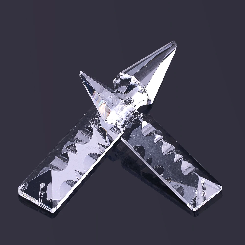 Clear Acrylic Geometric Sculpture Elongated Faceted Blade Crystal Arrowhead Suncatcher Chandelier Prisms