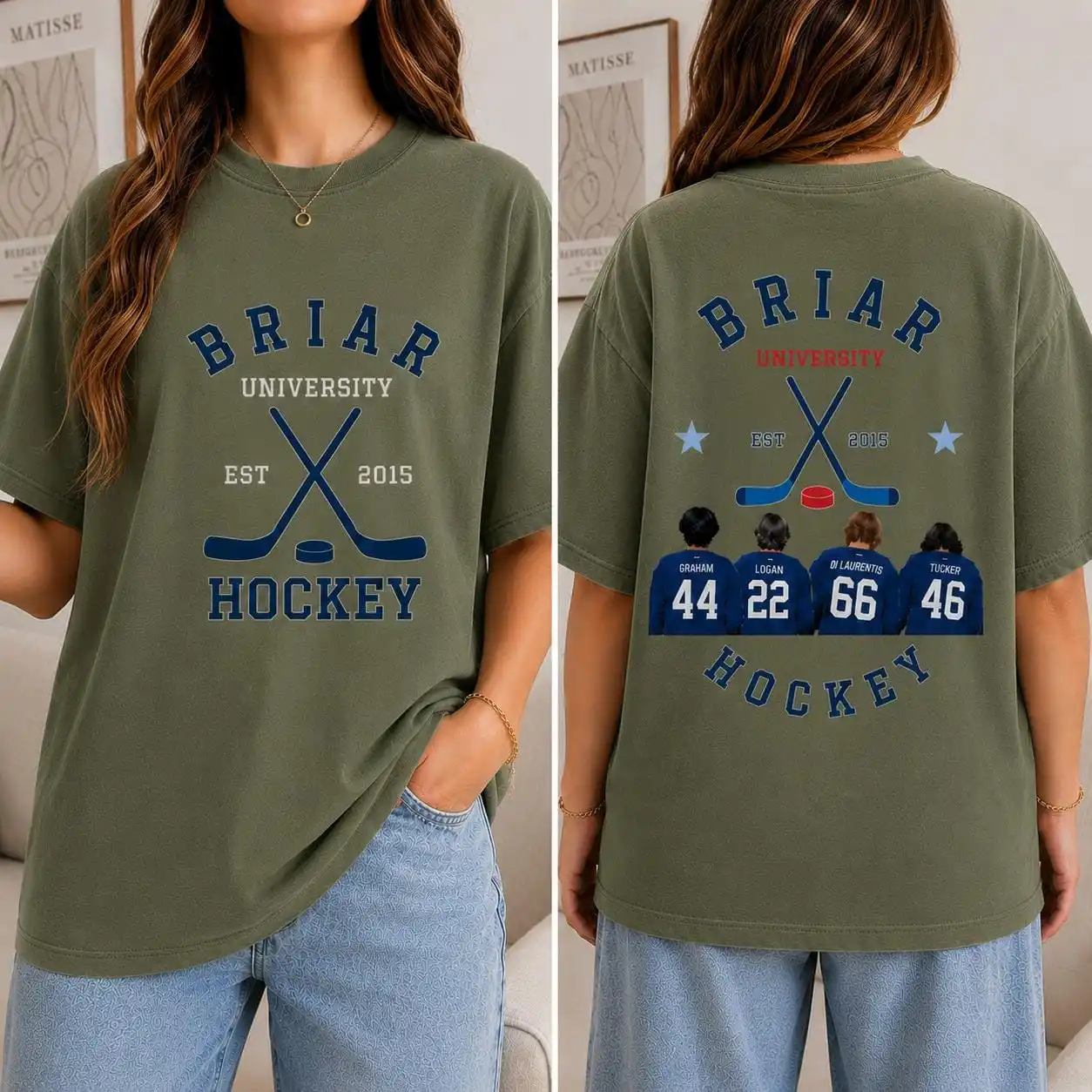 Briar University Hockey Shirt, Vintage College Hockey Tee, Front and Back Print T-Shirt, Ice Hockey Fan Gift, Unisex Graphic Tee
