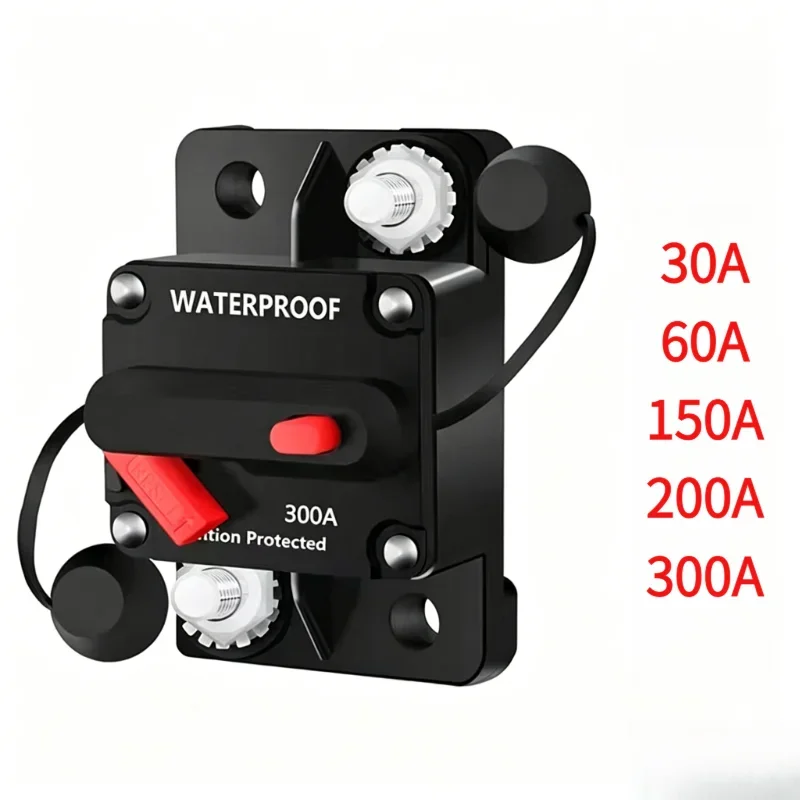 Interruptor de Circuito de 30A-300A, 12V, con Reinicio Manual, Protección de Energía Manual para Barcos, Fusible de Audio para Automóvil, 48VDC, Impermeable
