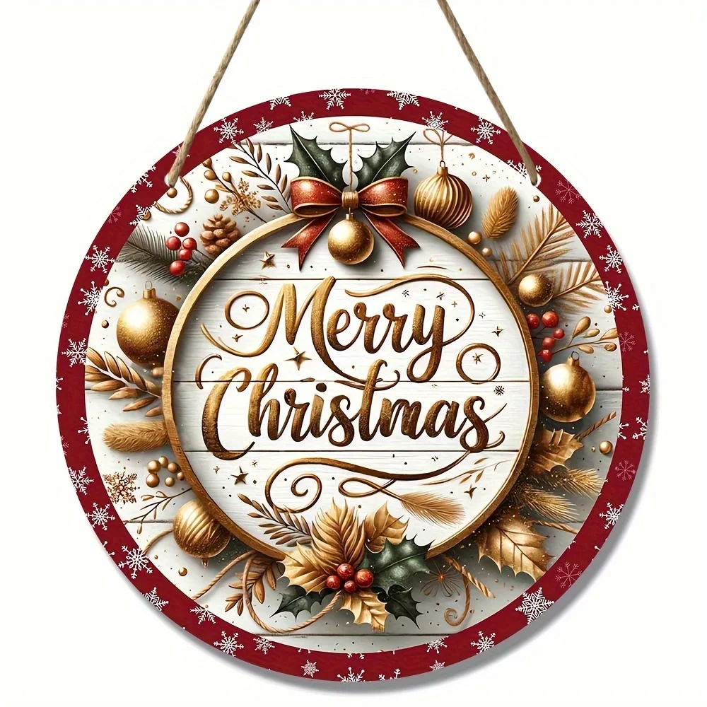 لافتة إكليل عيد الميلاد الخشبية الريفية المصنوعة يدويًا - ديكور مزرعة مقاوم للطقس، مناسبة للمنزل وشرفة الحديقة والعطلات