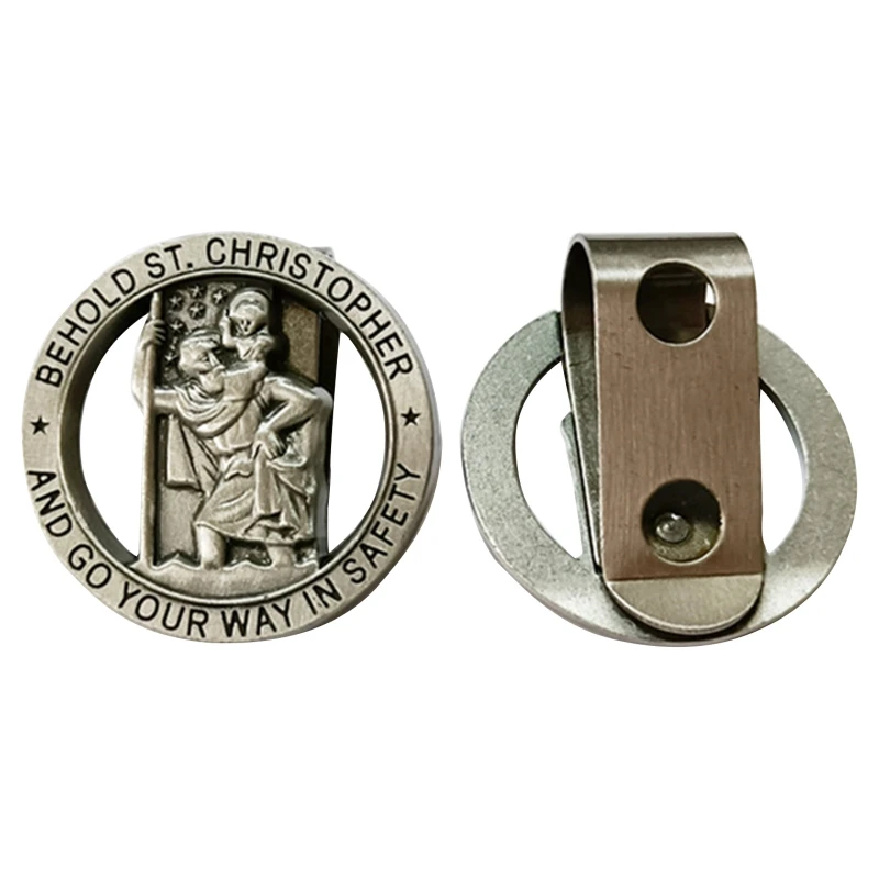 Medalla de Saint Christopher para coche, Clip de Visor de Saint Christopher, accesorios de Visor automático, amuleto de conducción, patrón de Saint Periapt