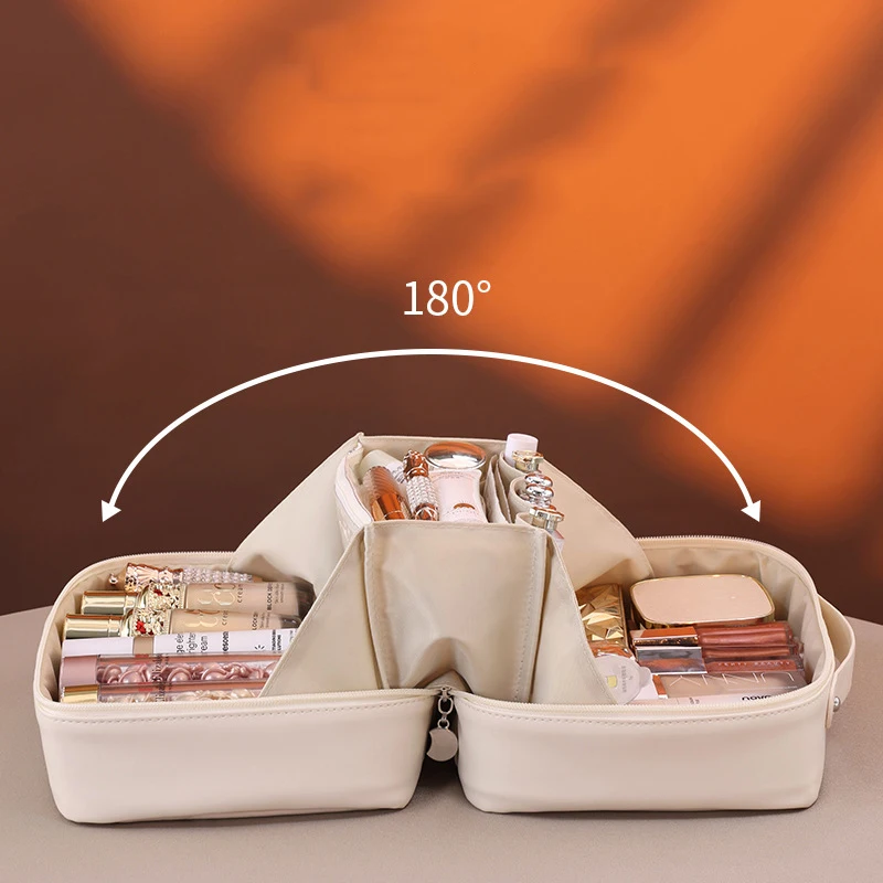 Luxus PU Große Kapazität Frauen Tote Make-Up Tasche Kosmetische Toilettenartikel Lagerung Multifunktionale Falttasche Reise Mäppchen – Detail 5