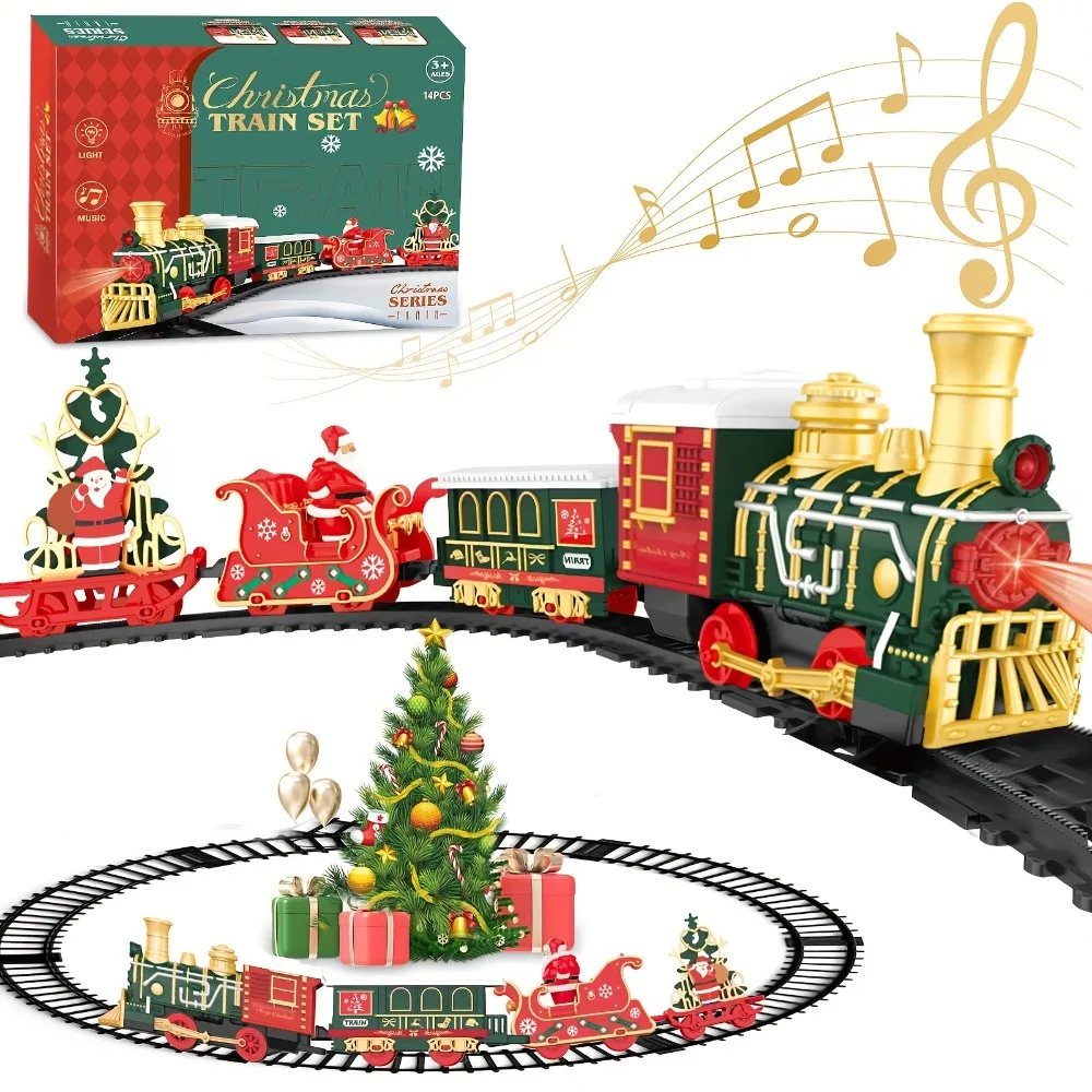 Classical Eletric Train with Track Electric Steam Track Railway Trains Model Sound Lights Children New Year Christmas Gifts