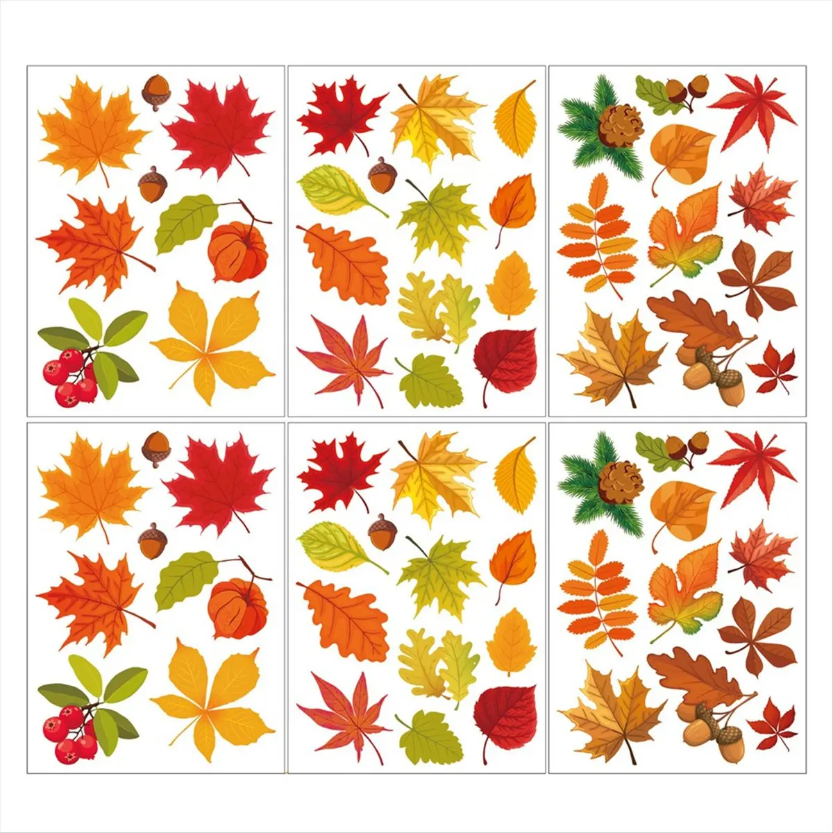 A20M Thanksgiving Fall Leaves Window Clings Window Decals Fall Clings for Glass Window Seasonal Autumn Decoration